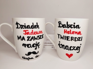 Zestaw kubków dla Babci i Dziadka dziadków z imionami (Babcia twierdzi inaczej)