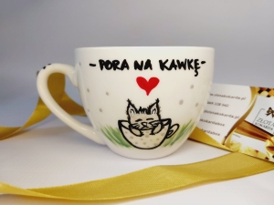 Filiżanka z kotkiem Pora na kawkę
