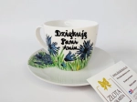 Filiżanka z talerzykiem malowane kwiaty