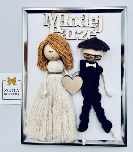 Pamiątka ślubna postacie laleczki z makramy na ślub wesele personalizacja