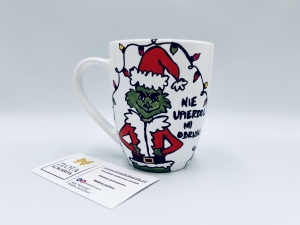 Kubek świąteczny z napisem Nie upier*dol mi obrusu Grinch zabawny