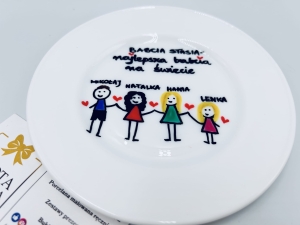 Talerz z dekoracją malunkiem wnucząt na kanapkę, deserową